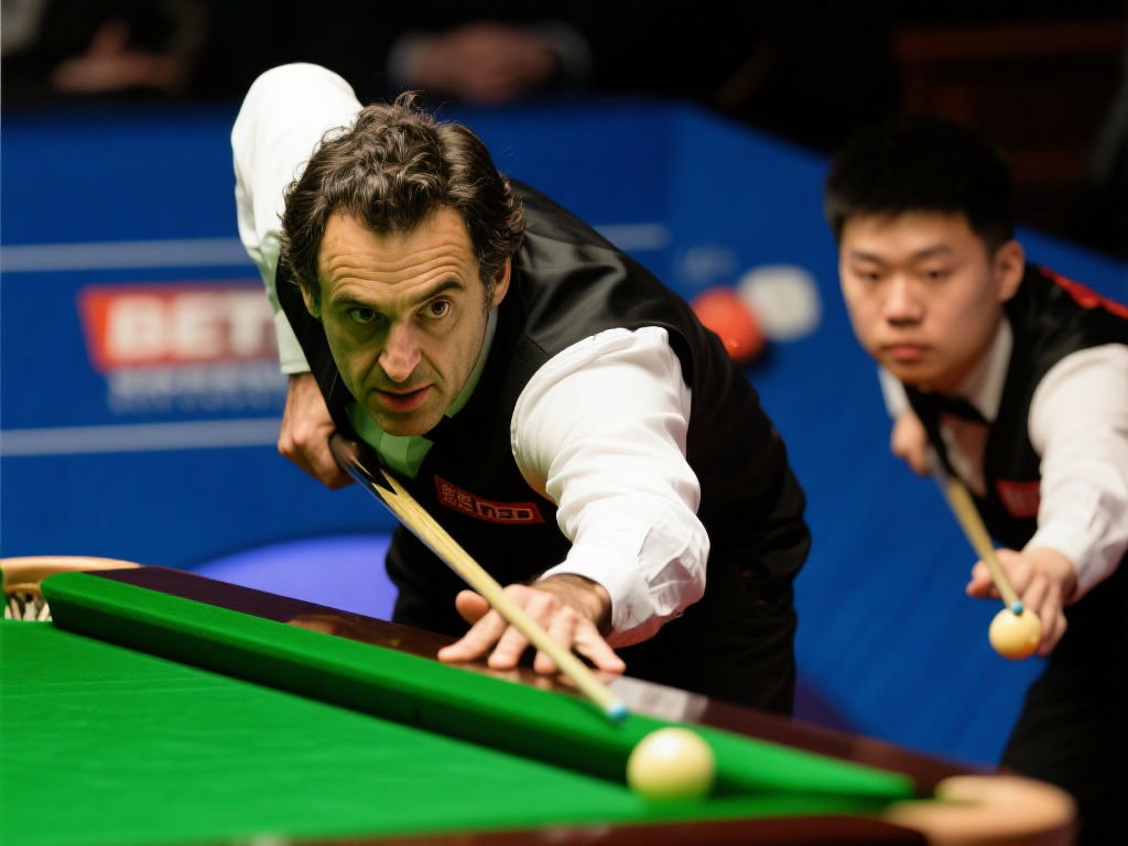 斯诺克世锦赛1/4决赛:斯佳辉6-10暂时落后奥沙利文 奥沙利文的比赛风格以从容、精准着称,尤其